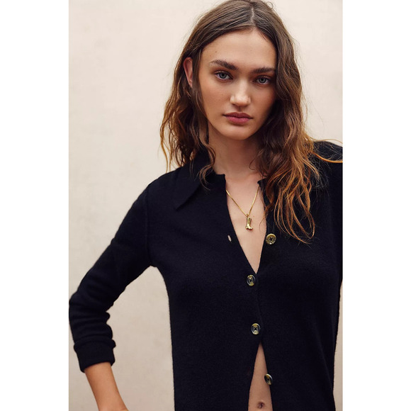 New Free People Paloma Button Cashmere Cardi $168 X-SMALL Black